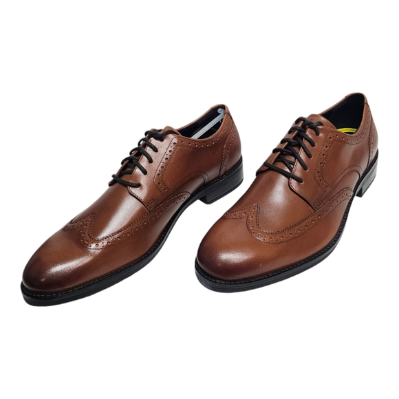 NWT COLE HAAN MENS GRAND DRESS WINGTIP OXFORD SIZE 9.5 BRITISH TAN - Picture 3 of 9